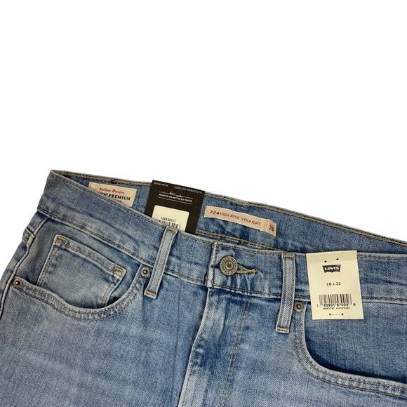 Levi's Premium 724 High Rise Straight Jeans Mind My Business Light Size 24x32 - Picture 4 of 6
